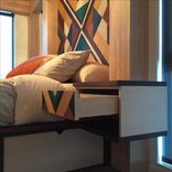 Platform Bed, Geometric Headboard And Nightstands 6 small
