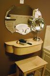 Petite, Wall Mounted Women's Makeup Vanity With Drawer And Stool 1 small
