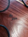 Santos Mahogany With Ebonized Oak Base Dining Room Table. 3 small