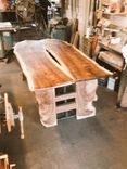Rosewood Dining Table With Hand Tooled Copper Insert 4 small