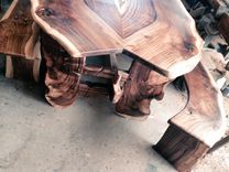 Rosewood Dining Table With Hand Tooled Copper Insert 5 small