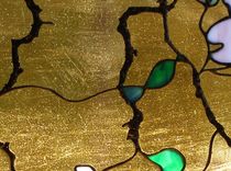 Stained Glass Panel Arts & Crafts Dogwood Branch And Vines 2 small