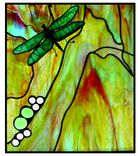 Stained Glass Panel Abstract W/ Dragonfly 1 small