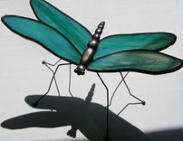 Stained Glass Panel Abstract W/ Dragonfly 2 small
