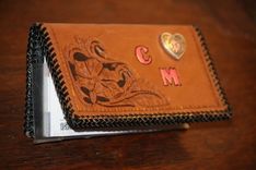 Hand Tooled Leather Checkbook Cover 1 small