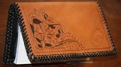 Hand Tooled Leather Checkbook Cover 2 small