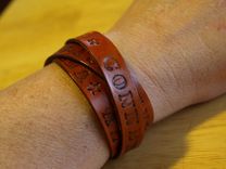 Mothers Bracelet, Hand Stamped Leather Wrap Bracelet 1 small