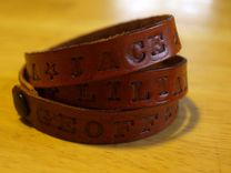 Mothers Bracelet, Hand Stamped Leather Wrap Bracelet 2 small