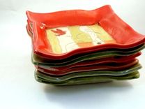 Set Of Two: 6" Square Plates For Tapas, Snacks, Salad 3 small