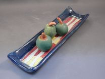 Set Of Four: Ceramic Square Serving Tray - Appetizer Or Bread Plate 4 small