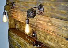 Custom Industrial Rustic Reclaimed Led Sconce Bed Headboard 4 small