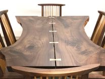 Modern Walnut Dining Table With Metal Inlay 2 small