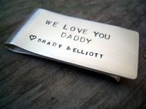 Money Clip In Hand-Stamped Sterling Silver 1 small