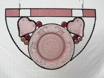 Vintage Depression Glass Sandwich Glass Stained Glass Panel Swag Window Treatment 2 small