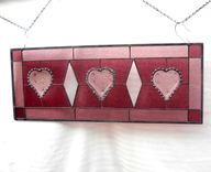Victorian Look Stained Glass Window Panel With Sandwich Glass Tiara Hearts 2 small
