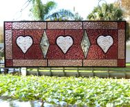 Victorian Look Stained Glass Window Panel With Sandwich Glass Tiara Hearts 4 small