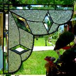 Stained Glass Lace Curtain Pair Gingerbread Trim Corners Or Room Dividers 1 small