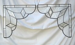 Stained Glass Lace Curtain Pair Gingerbread Trim Corners Or Room Dividers 3 small