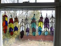 Multicolored Indian Chief Feather Stained Glass Art 1 small