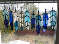 Indian Chief Feather Stained Glass In Blue 1 small