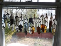 Indian Chief Feather Stained Glass In Blacks And Browns 2 small