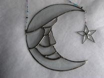 Beveled Stained Glass Moon Man And Star Light Catcher 3 small
