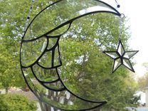 Beveled Stained Glass Moon Man And Star Light Catcher 4 small