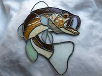 Brown Stained Glass Largemouth Bass Light Catcher 1 small