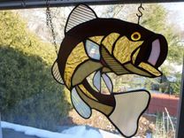 Brown Stained Glass Largemouth Bass Light Catcher 3 small