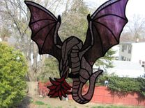 Deep Purple Stained Glass Fire-Breathing Dragon 1 small