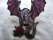 Deep Purple Stained Glass Fire-Breathing Dragon 2 small