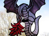 Deep Purple Stained Glass Fire-Breathing Dragon 4 small