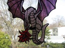 Deep Purple Stained Glass Fire-Breathing Dragon 5 small