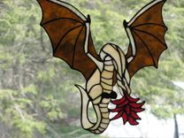 Fire-Breathing Dragon Stained Glass Art 2 small