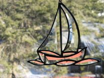 Stained Glass Beveled Sailboat On Waves 1 small