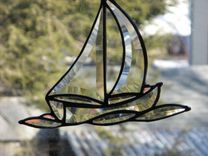 Stained Glass Beveled Sailboat On Waves 2 small