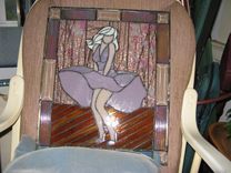 Stained Glass Panel With Iridized Marilyn Monroe Image 1 small