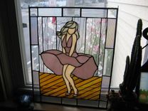 Stained Glass Panel With Iridized Marilyn Monroe Image 2 small