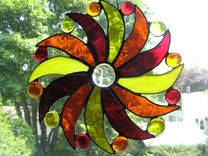 Moon Face And Sun Rays Stained Glass Art 4 small