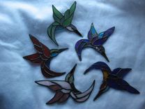 Ruby-Throated Hummingbird Stained Glass Light Catcher 2 small