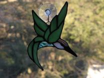 Ruby-Throated Hummingbird Stained Glass Light Catcher 4 small