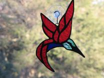 Ruby-Throated Hummingbird Stained Glass Light Catcher 5 small