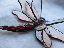 Red Double-Winged Dragonfly Stained Glass Art 1 small