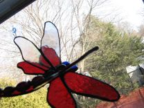 Red Double-Winged Dragonfly Stained Glass Art 3 small