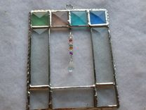 Stained Glass Art With Multicolored Bevels And Suspended Crystals 2 small