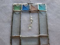 Stained Glass Art With Multicolored Bevels And Suspended Crystals 3 small