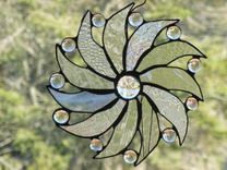Moon Face And Sun Rays Clear Glass Art 3 small