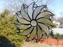 Moon Face And Sun Rays Clear Glass Art 4 small
