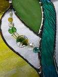 Lime-Green Colored Beaded Stained Glass Heart 1 small