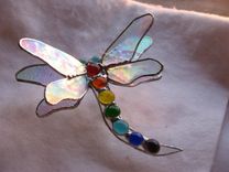Double Winged Stained Glass Dragonfly In Chakra Colors 2 small